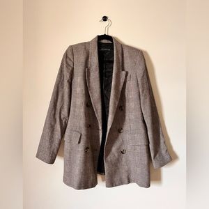 Zara Brown-Gray Plaid Blazer
